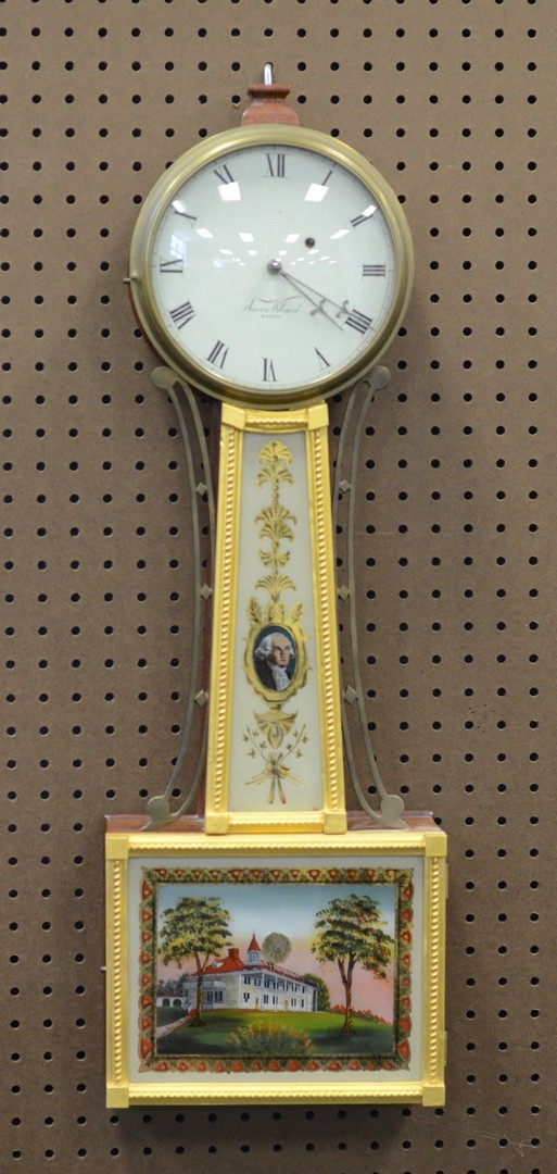 Aaron Willard style weight driven banjo clock early case and
