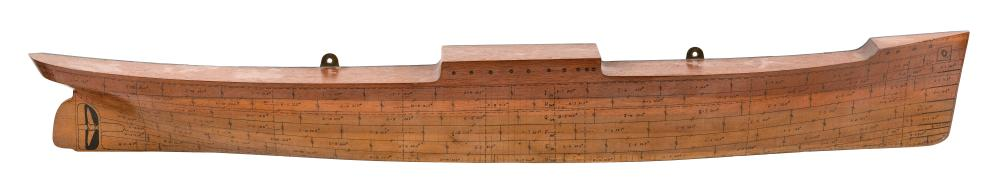 BUILDER S PLATING HALF HULL MODEL OF A THREE ISLAND