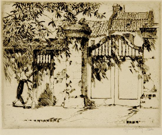 Alfred Hutty South Carolina 1877 1954 BISHOP S GATE CHARLESTON