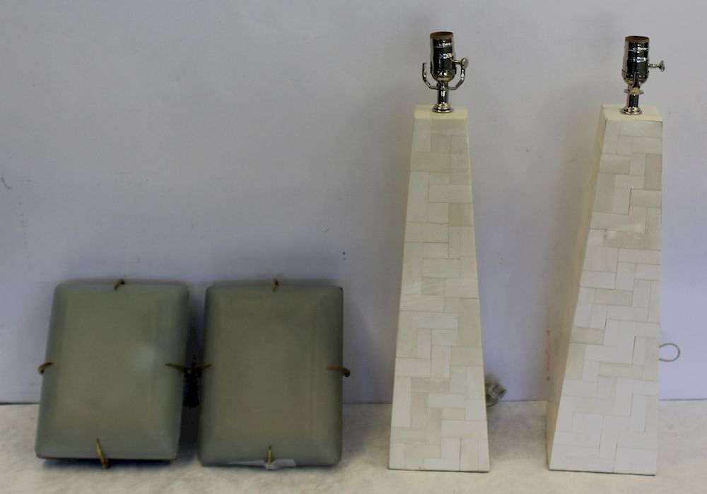 MIDCENTURY Style Lighting Grouping To include a pair of sconces