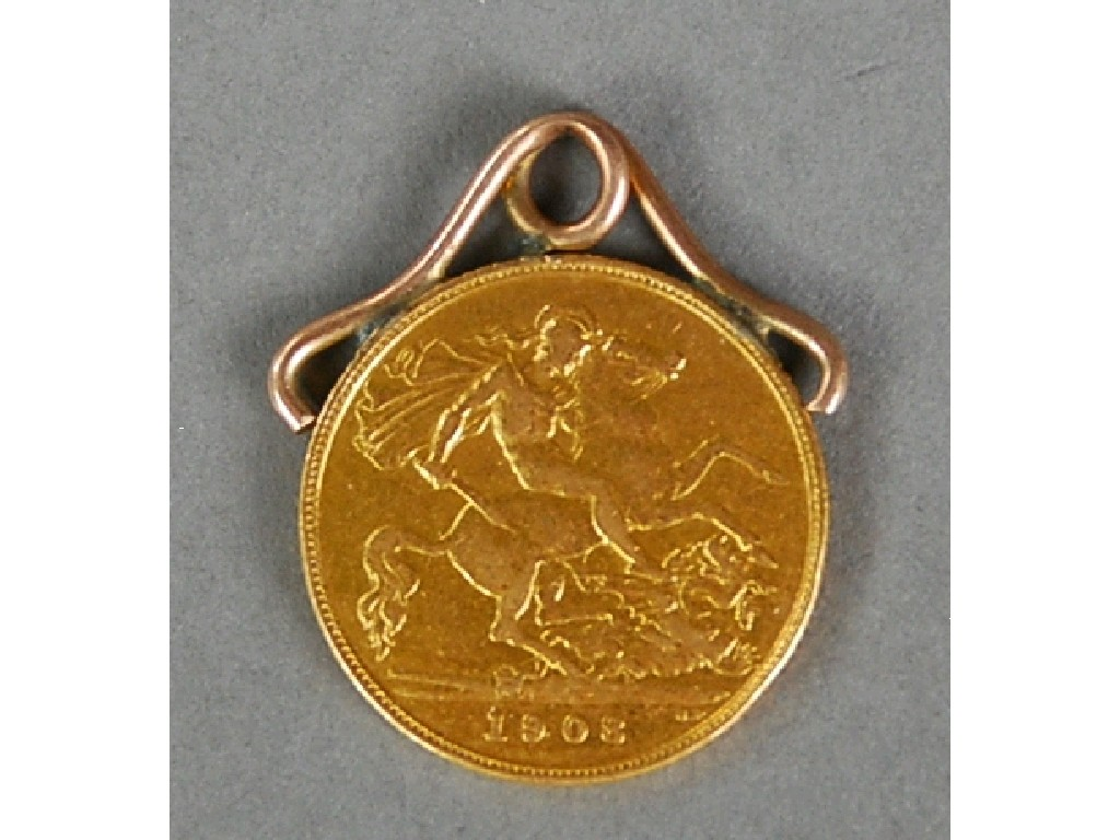 EDWARD VII GOLD HALF SOVEREIGN 1906 with soldered scrolled wirework