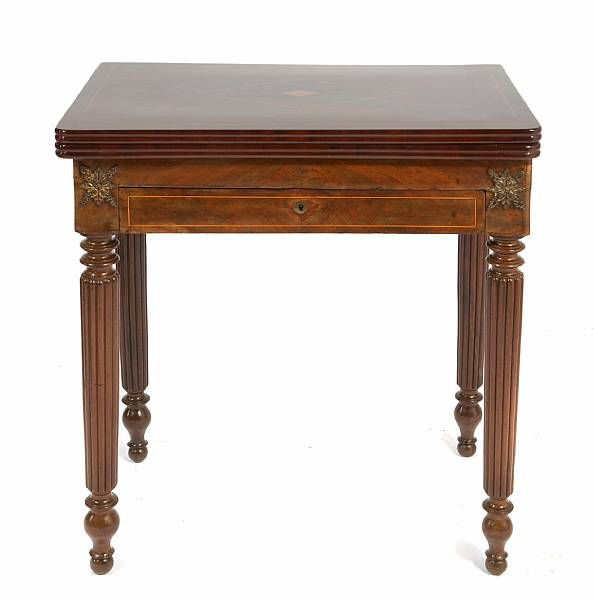 A William IV mahogany fold top games table height 29in