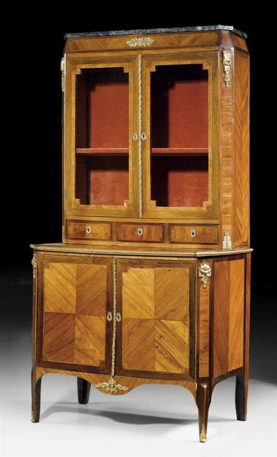 BREAKFRONT CABINET late Louis XV Paris 18th 19th century Tulipwood