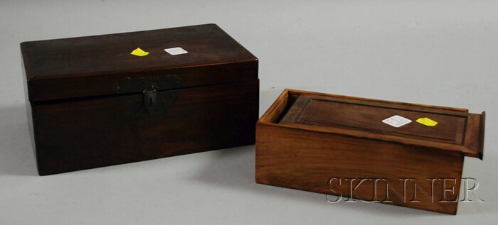 Two Wood Boxes China rectangular one rosewood one elmwood 4