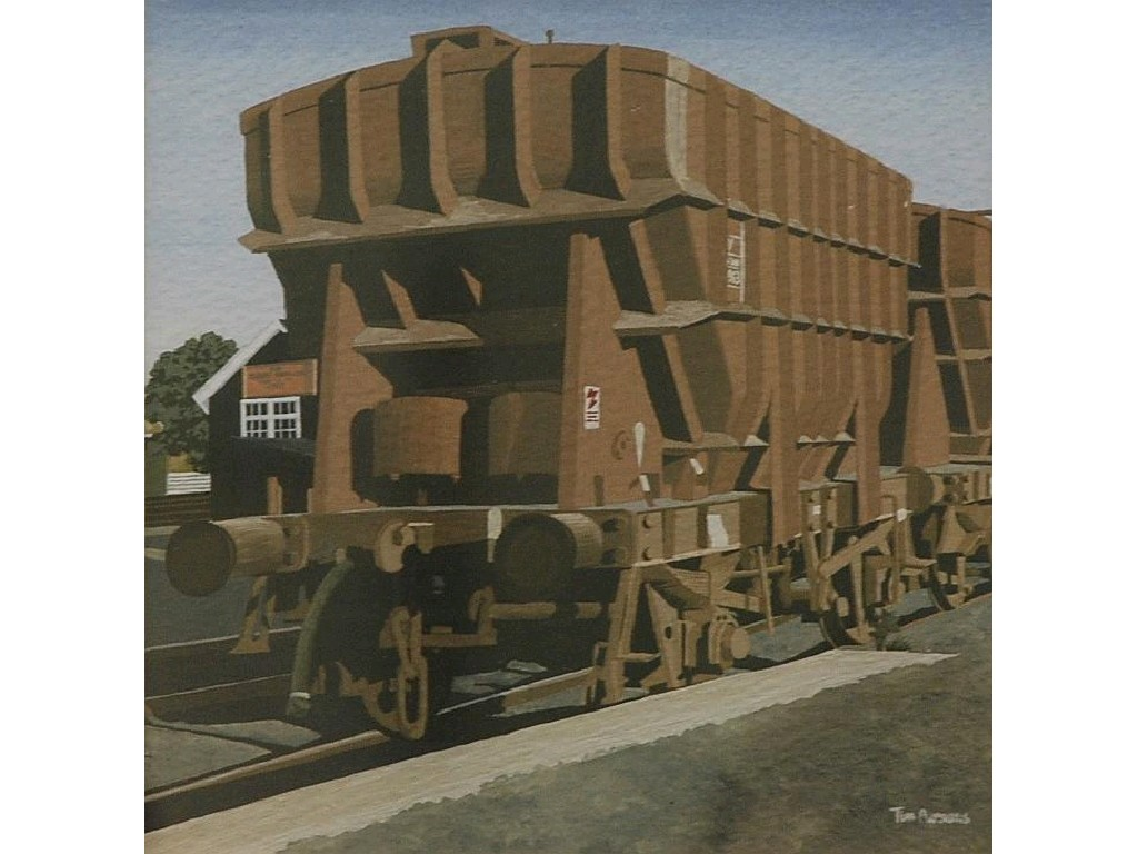 T PARSONS twentieth century GOUACHE At the Terminal signed 5