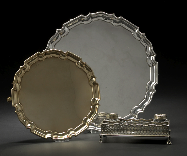 George VI Sterling Silver Gilt Waiter hallmarked Birmingham 1951 1952