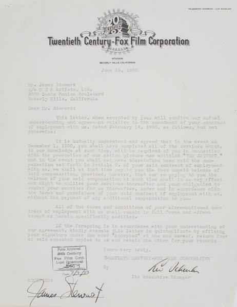 JAMES STEWART Group of 5 typed letters signed by Stewart