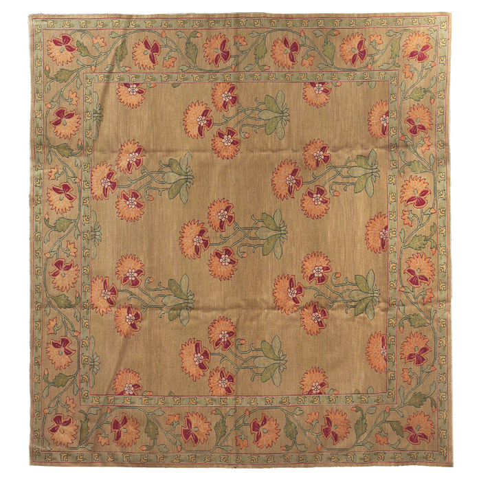 Sumac rug c 1950 flat weave floral design on a