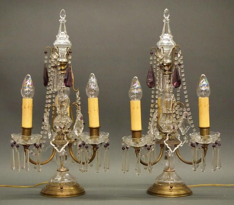 Pr Crystal Girandoles A pair of early 20th century European