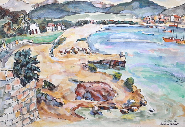 GROSS 20TH CENTURY Puerto de Andraxt signed inscribed and dated
