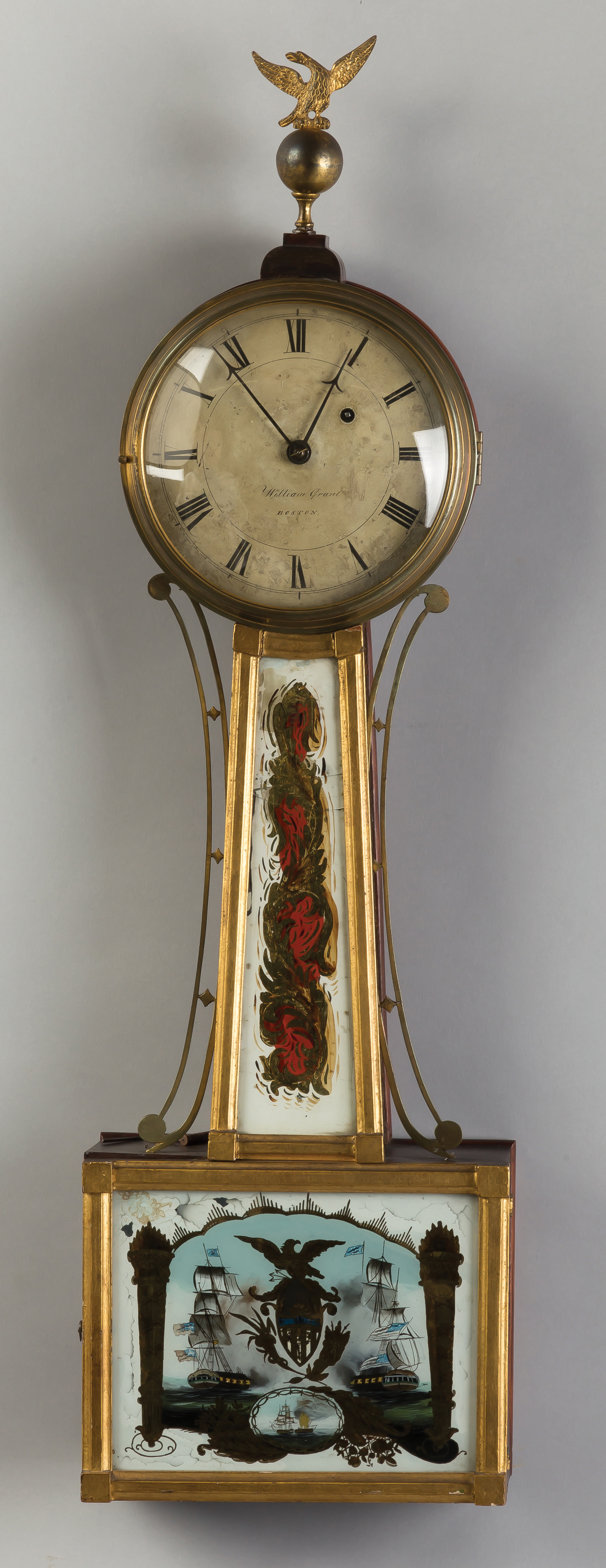 William Grant Boston Gilt Front Banjo Clock Early 19th century