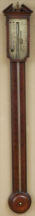 GEORGE III MAHOGANY STICK BAROMETER Signed Ab M Smith the