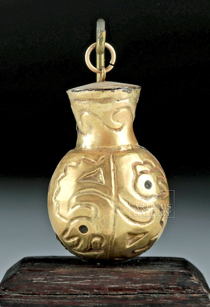 Quimbaya 14K Gold Poporo Vessel Pendant Originally Listed At 800
