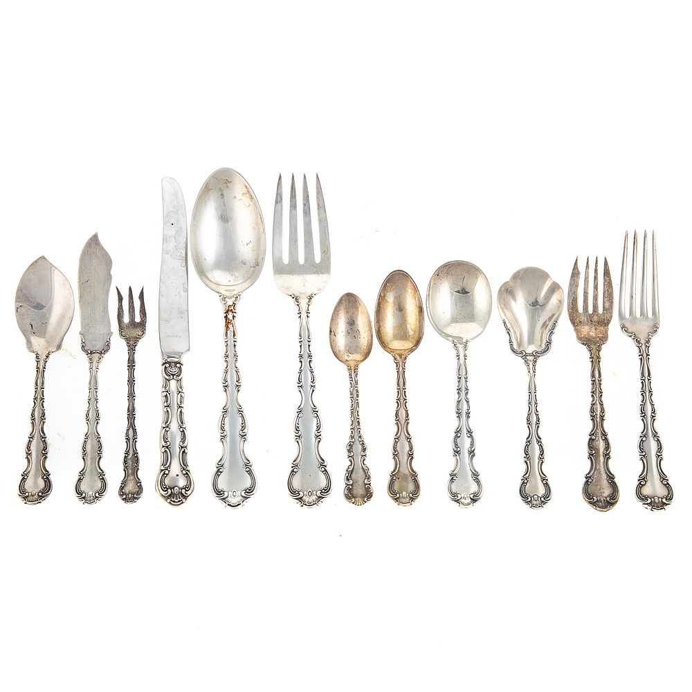 Gorham Sterling Strasbourg Flatware Service Service for twelve including dinner