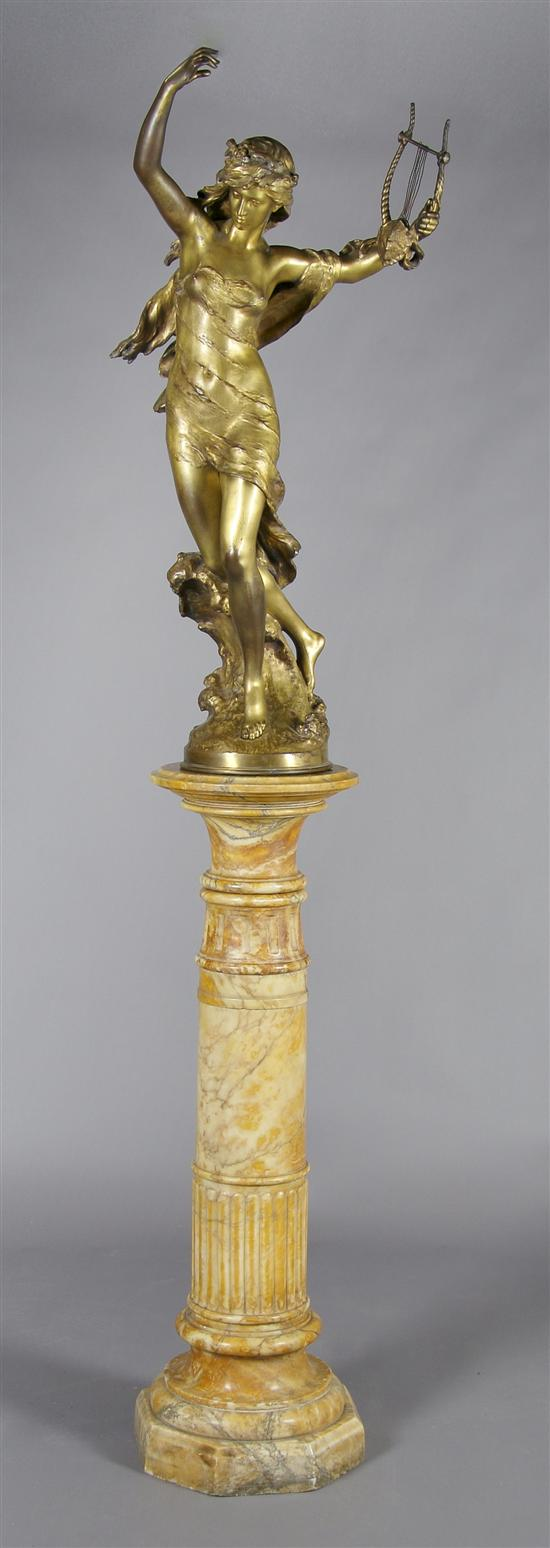 A French Gilt Bronze Figure of Sappho Mathurin Moreau Height