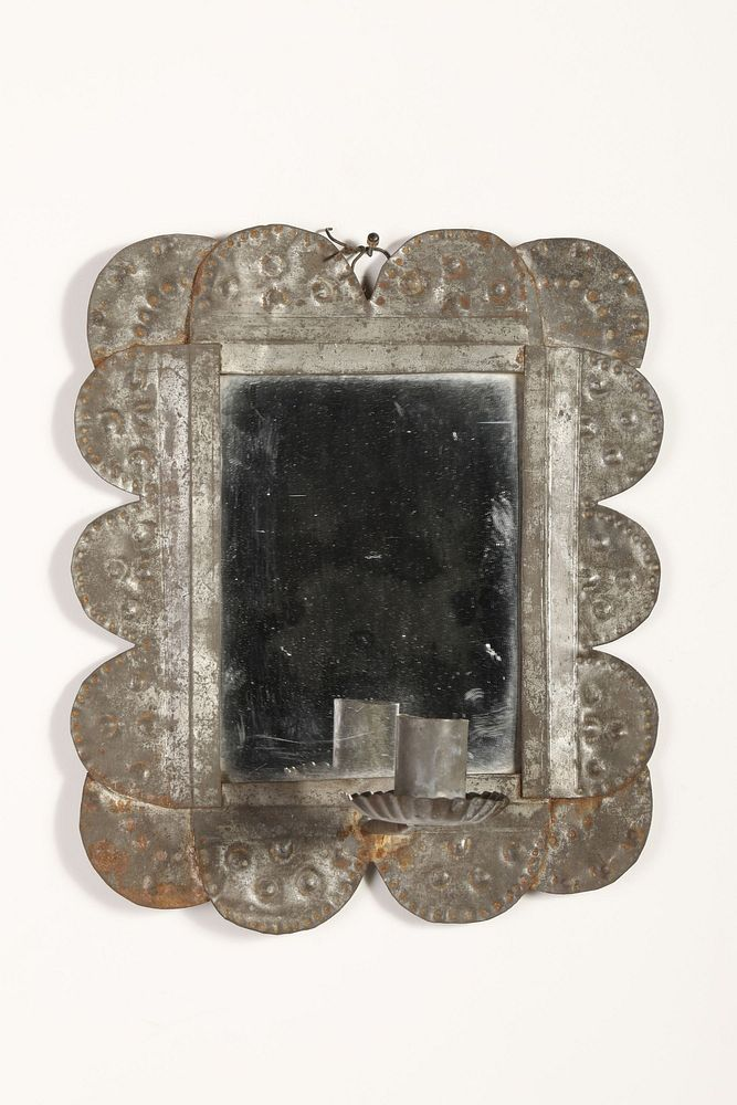 Tin Candle Sconce with Mirror ca 1900 New Mexico Tin