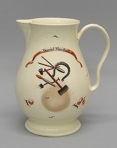 Soft paste double sided paint decorated with blacksmith tools and