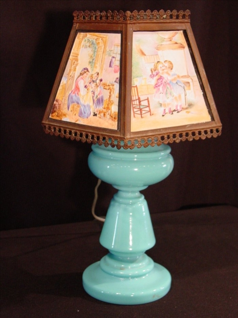LITHOPHANE PPM FIVE PANEL SHADE LAMP 20th c each color