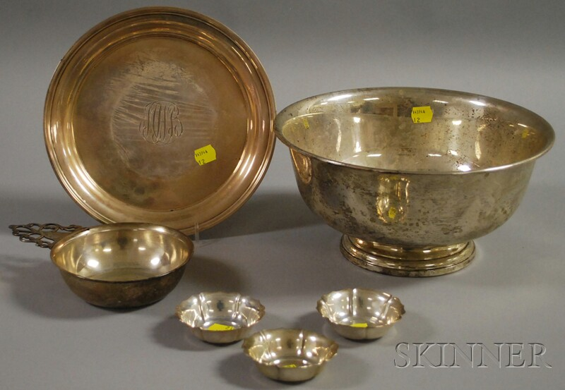 Six American Sterling Table Articles a large Preisner Revere style