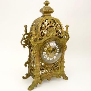 19th Century French Pierced Gilt Bronze Mantle Clock 19th Century