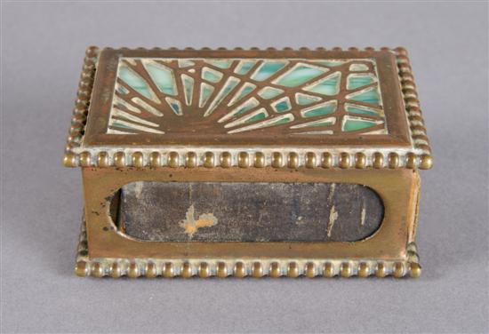 A Tiffany Studios Bronze Desk Box Pine Needle Width of