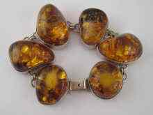 An amber and silver bracelet