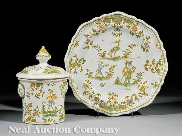 A Very Fine French Fa ence Covered Beaker Jar and
