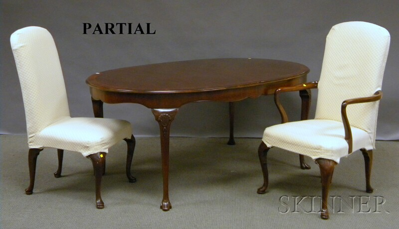 Set of Ten Henredon Queen Anne style Upholstered Tall back