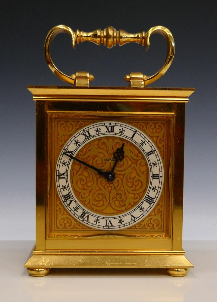 VINTAGE LUXOR GILT BRASS CASE ALARM CARRIAGE CLOCK A vintage
