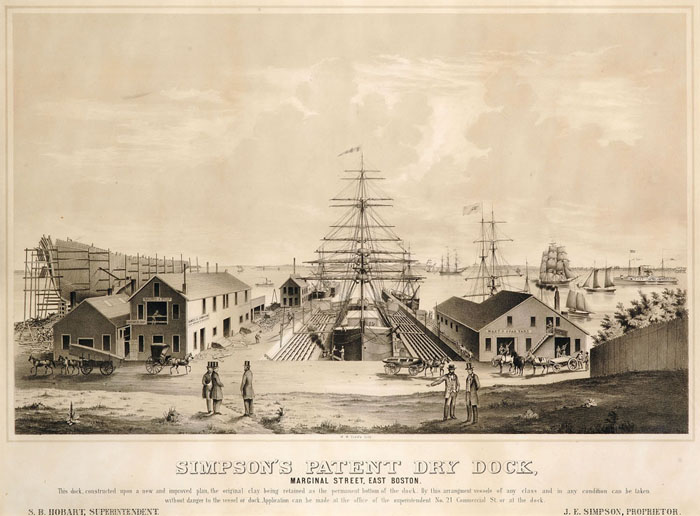 SIMPSON S PATENT DRY DOCK MARGINAL STREET EAST BOSTON Lithograph