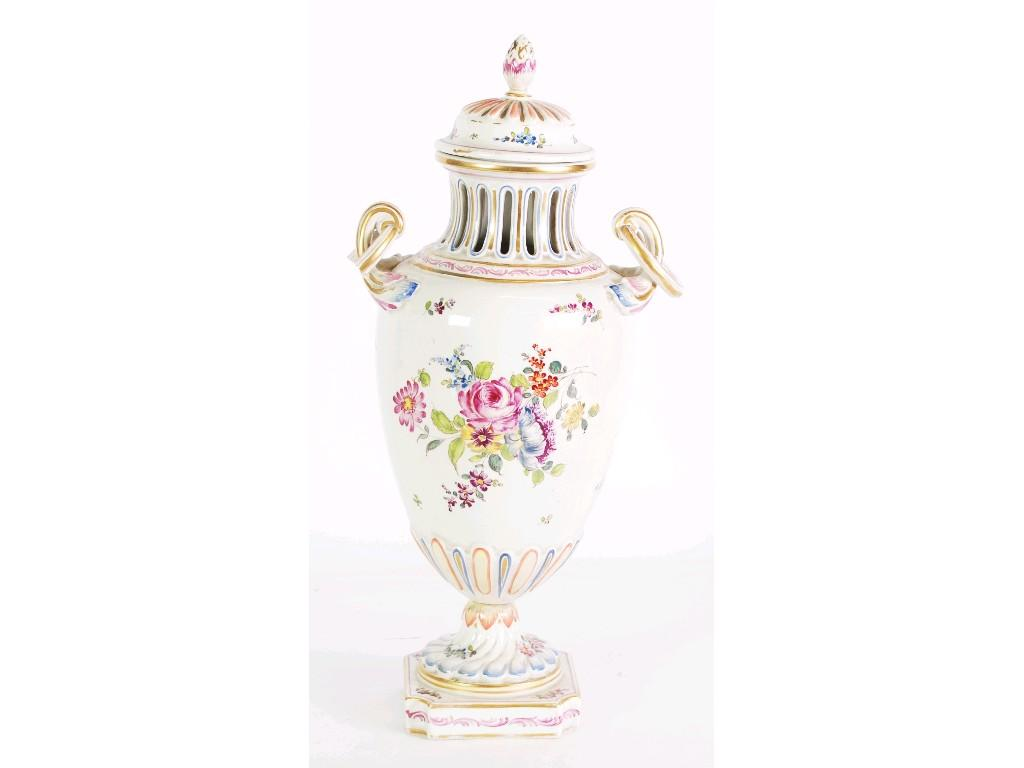 NINETEENTH CENTURY PROBABLY FRENCH MARSEILLE FAIENCE TWO HANDLE PEDESTAL VASE