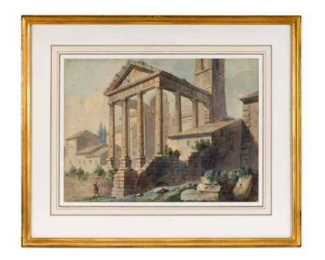 19th century English School after Piranesi the temple of hercules
