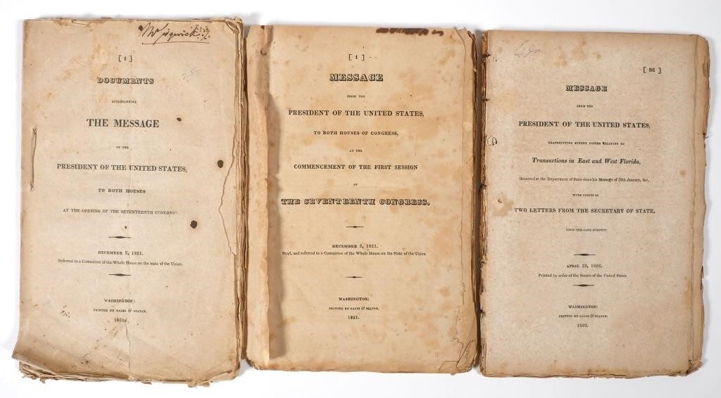 Two published messages from President James Monroe relating to the