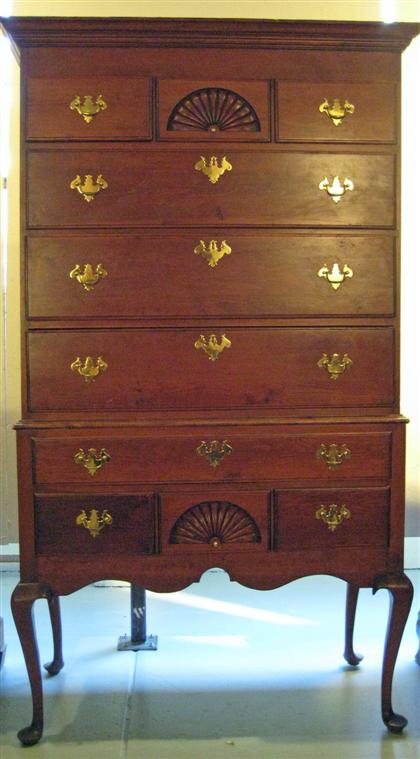 Queen Anne Style high chest In two parts the upper