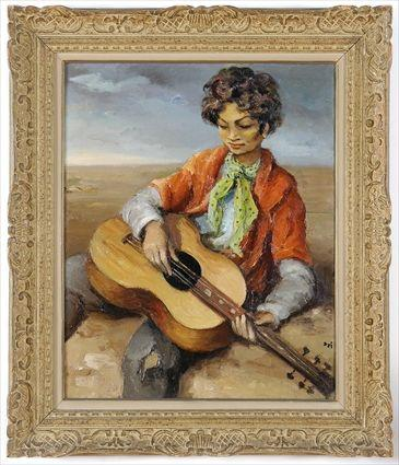 MARCEL DYF 1899 1985 GUITAR PLAYER Oil on canvas relined