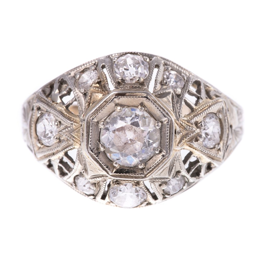 A 1 25 ctw Art Deco Filigree Diamond Ring in