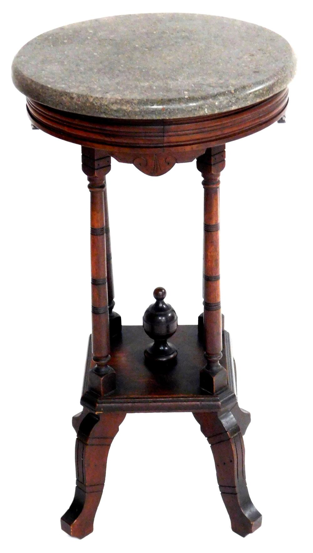 Victorian stand late 19th C round grey and pink variegated