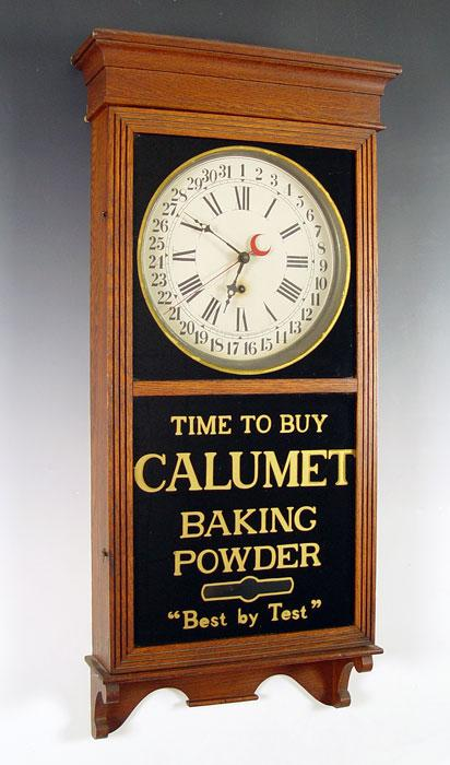 SESSIONS CALUMET BAKING POWDER ADVERTISING CLOCK Oak case Sessions movement