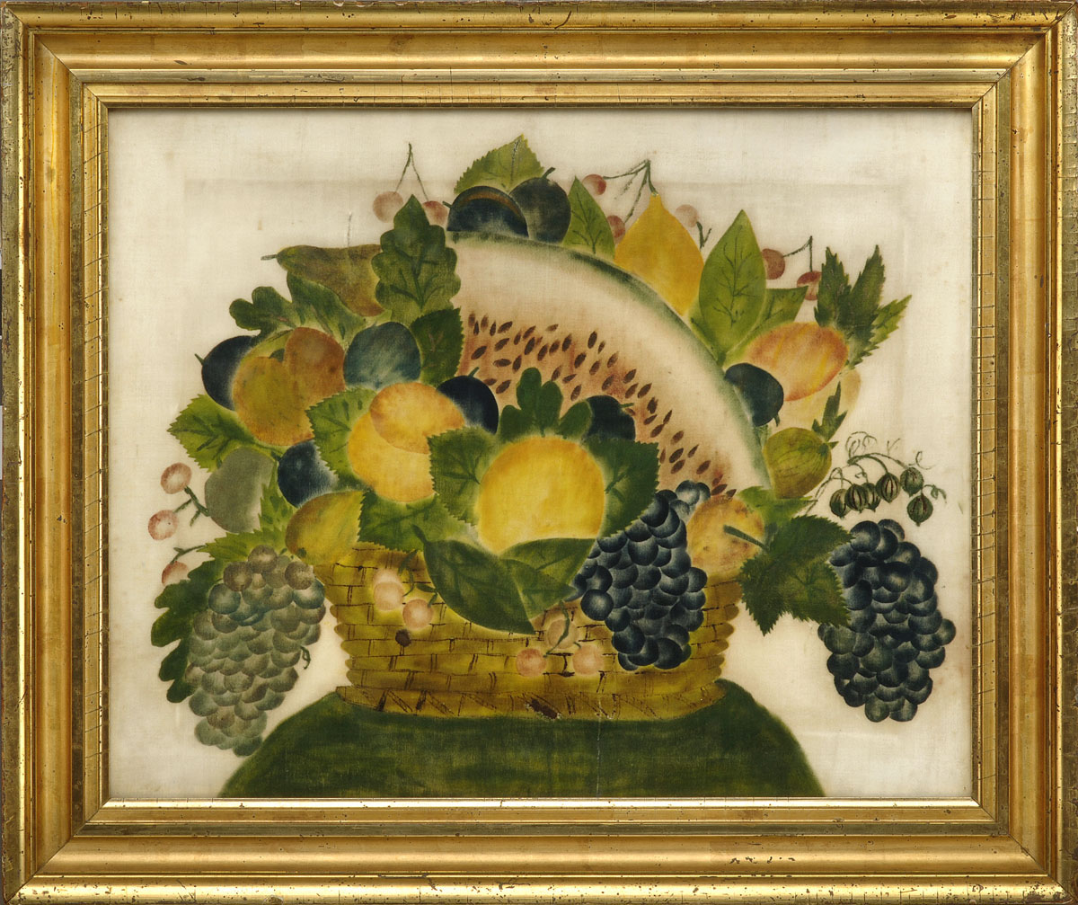 THEOREM PAINTING OF A BOUNTIFUL BASKET OF FRUIT ON A