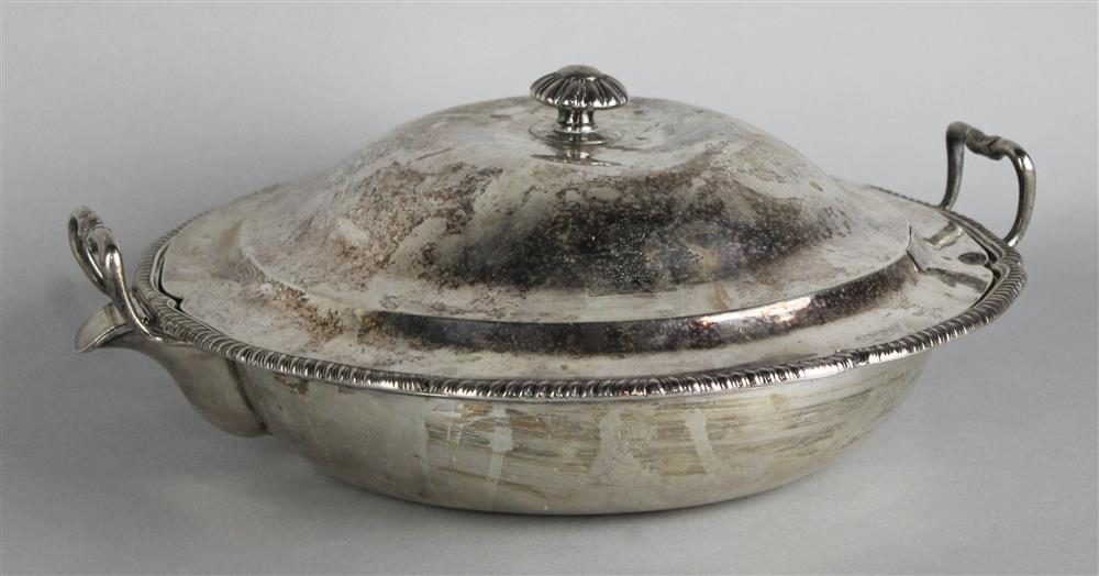 ASSEMBLED ENGLISH SILVER TOPPED PLATED HOT WATER DISH the plated