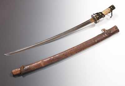 A Wakizashi Samurai Sword with Signed Blade Tadayoshi Family ca