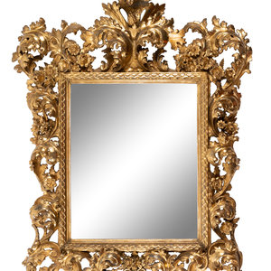 An Italian Baroque Style Giltwood Mirror 19th Century Height 44