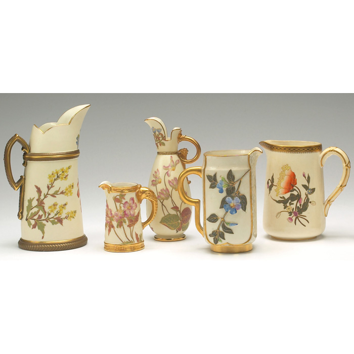 Royal Worcester handled vessel elongated spout 7 5 h with