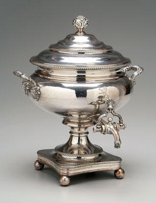 Old Sheffield plate urn pedestal base with ball feet gadroon