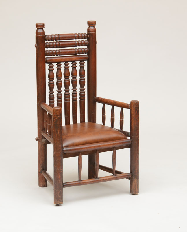 CHARLES I STYLE OAK TURNERS CHAIR The top rail with