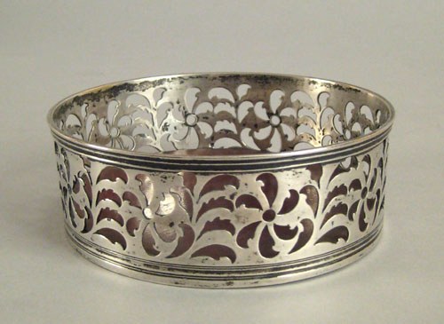 Silver wine coaster early 19th c with maker s mark