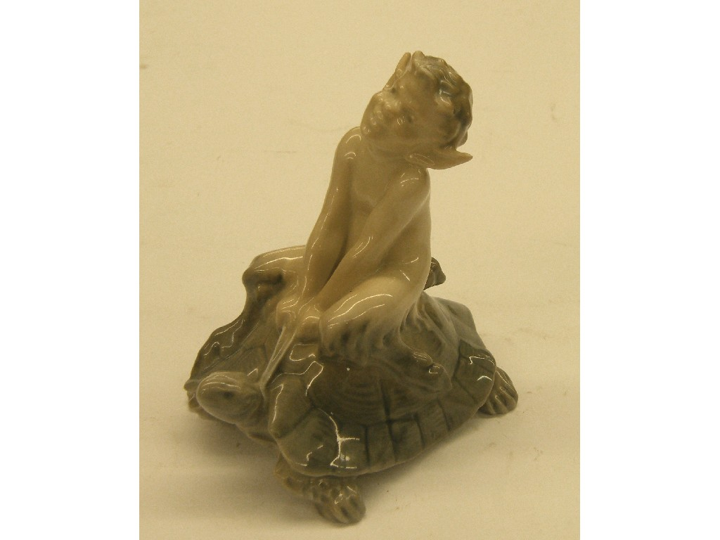Royal Copenhagen figure of a fawn riding upon a turtle