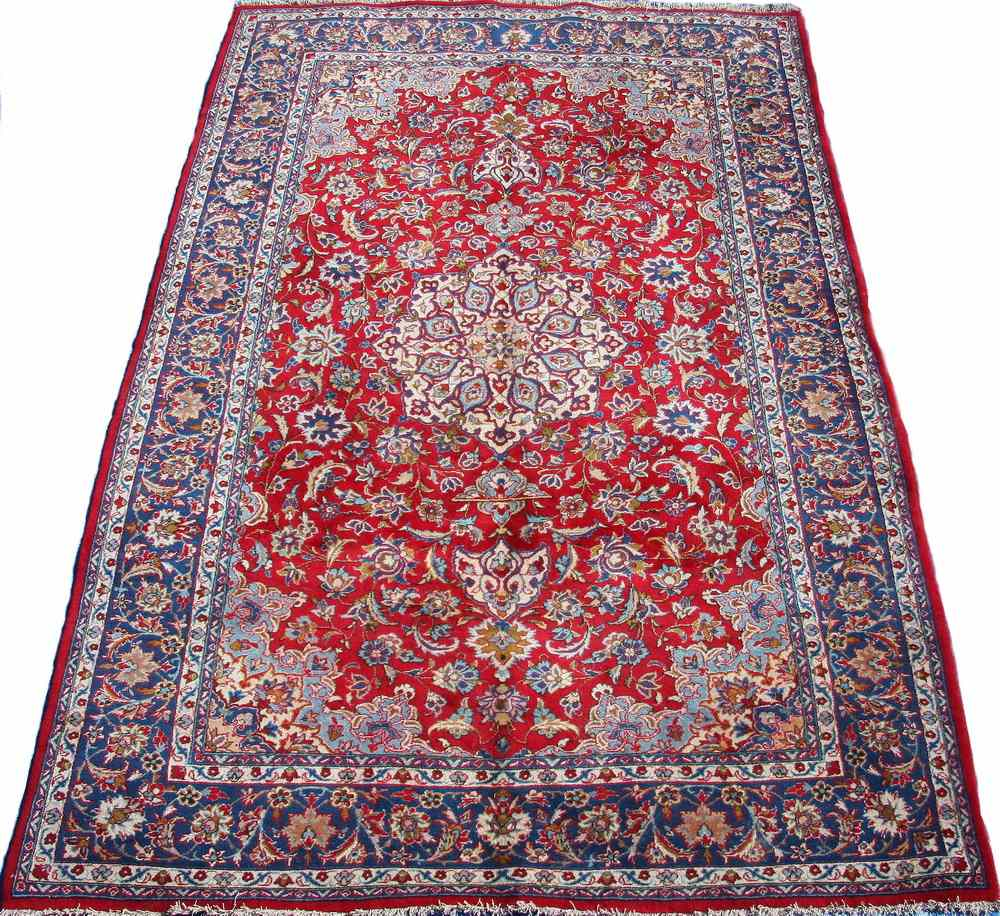ISFAHAN CARPET 7 x 10 7 Round indented medallion surrounded