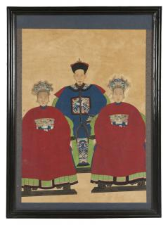 A Chinese ancestral portrait 19th century depicting a man and