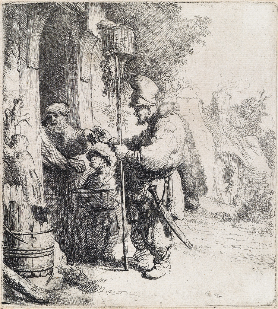 REMBRANDT VAN RIJN The Rat Catcher Etching and drypoint 1632